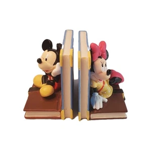 Cute Walt Disney Mickey And Minnie Mouse Bookends Figurine Books Resin Vintage - Picture 1 of 13