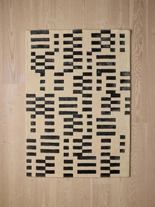 Alfombra acolchada a mano 8x10 negra y beige, alfombras de lana estilo contemporáneo - Imagen 1 de 4