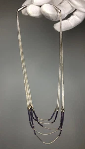Vintage Sterling Silber Halskette Damen Navajo lila Sugilith Heishi Halskette - Bild 1 von 15