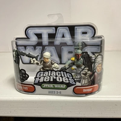 Star Wars Galactic Heroes Dengar Boba Fett Action Figures New Sealed Hasbro 2004 - Image 1 of 3