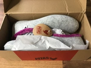 ciabatte donna feltro grigio marca pitas con fodera pelliccia sintetica lampone taglia 6 - Foto 1 di 4