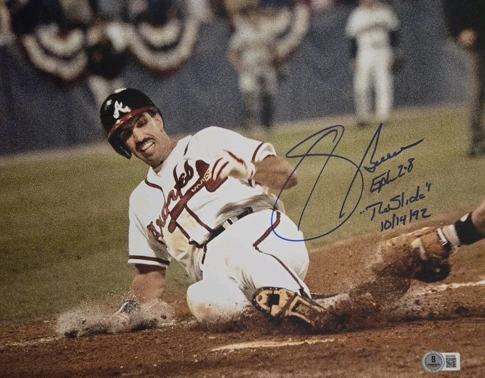 Sid Bream Atlanta Braves The Slide Autografiado 11x14 Certificado de Autenticidad INSC BAS Foto 1 de 1