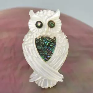 Weiß Perlmutt & Paua Abalone-Muschel Carving Eule Design für Hängelampe - Bild 1 von 9