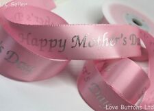 3m Pretty Pink Happy Mothers Day Satin Ribbon 25mm Wide Cards Flowers Cakes