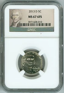 2013 D NGC MS67 Jefferson Nickel 6FS 6 Full Steps 5c, 2nd Top Registry Low Pop - Picture 1 of 4