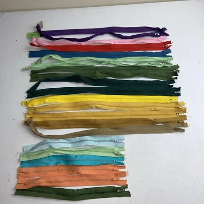 23Pc QUIK ZIPPER Closed End Zippers Mixed Colors 16” & 9” Vintage NEW - Image 1 of 4