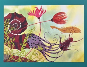 Charley Harper Book Page Art Print Creatures That Lived In The Sea Life - Picture 1 of 2