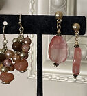 Crystal and Pearl Bead Earrings Cluster Dangle Quartz Drop Pierced Earring Gold