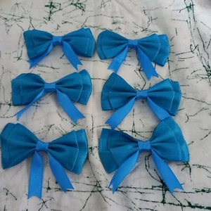 Pack of 24 Pale Blue 3 inch Satin Ribbon Double Bows Ready Made Craft Clothes - Picture 1 of 4