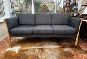 Original good quality Charcoal Grey Danish 3 seater Sofa ex showroom model - Picture 1 of 10