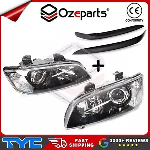 Set Pair LH+RH Head Light Projector + Eyelids BLK For Holden VE Commodore 06~10 - Picture 1 of 6