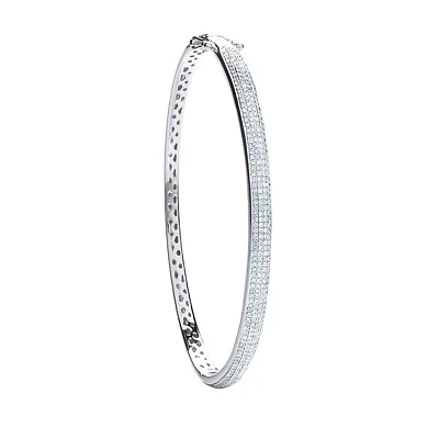 9ct White Gold 0.86ctw Pave Set Diamond Bangle Made in London - Image 1 of 4