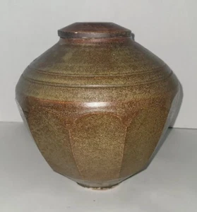 Antique faceted stoneware Korean Joseon Dynasty dodecagon honey Jar Ginger Urn - Picture 1 of 11