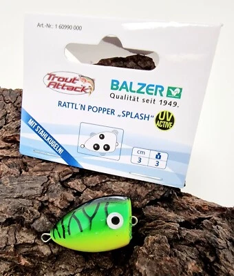 Balzer Rattl´n Popper Splash Fireshark UV 3cm 3g Forellenköder - Bild 1 von 3
