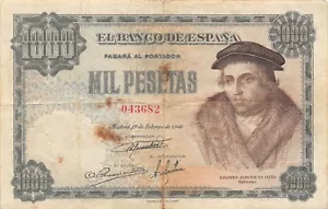 Spain 1000 Pesetas 19.2.1946 P 133a Rare Circulated Banknote - Picture 1 of 2