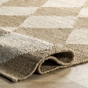 Alfombra de yute área cáñamo natural trenzado alfombra de mano tejida a mano corredor sala de estar moderna - Imagen 1 de 4