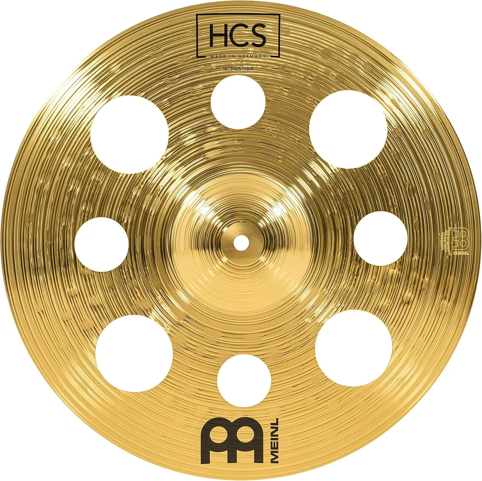 Meinl 16” Trash Crash Cymbal with Holes – HCS Traditional Finish Brass for Drum