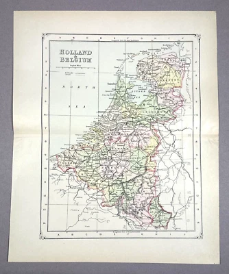 Antique Illustration Color Map of Holland & Belgium Encyclopedia 1901 - Image 1 of 4