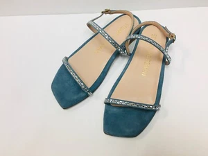$395 New Stuart Weitzman Samarra Cerulean Blue Suede Crystal Trim Sandals 6.5 #4 - Picture 1 of 8