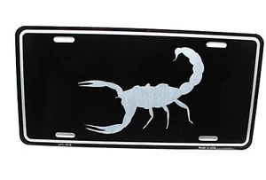 SCORPION BLACK BRUSHED METAL CAR NOVELTY LICENSE PLATE AUTO TAG - Picture 1 of 15