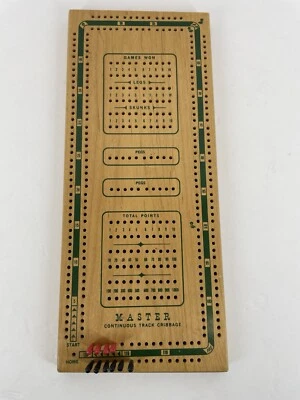 Master Continuous Track Wooden Cribbage Board Vintage - Image 1 of 4