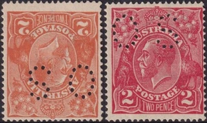 AUSTRALIA 1918 KGV heads issue (inverted & reg. wmk) sg. O71w-O72 cv. £406 - Picture 1 of 2