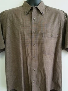 Eddie Bauer Men's Button Up Shirt 100% Cotton Size M Blue Brown Plaid - Picture 1 of 4