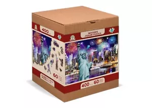 New York by Night 400 Piece Wood Jigsaw Puzzle Wooden City New - Picture 1 of 6