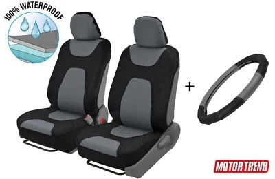 Juego de fundas de volante + asiento de coche impermeables tamaño estándar color negro Foto 1 de 4