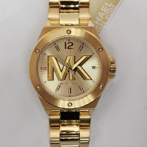 Michael Kors Oversize Unisex Lennox Gold Logo Watch MK8939 - Picture 1 of 8