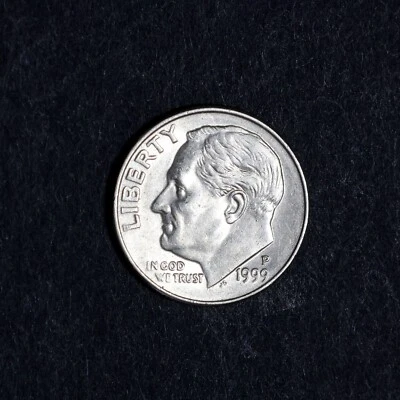 1999 P  Roosevelt Dime - About Uncirculated - Actual coin pictured - Image 1 of 4