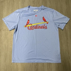 St Louis Cardinals Shirt Mens Extra Large Majestic Cool Base Blue Evolution Tee - Picture 1 of 5