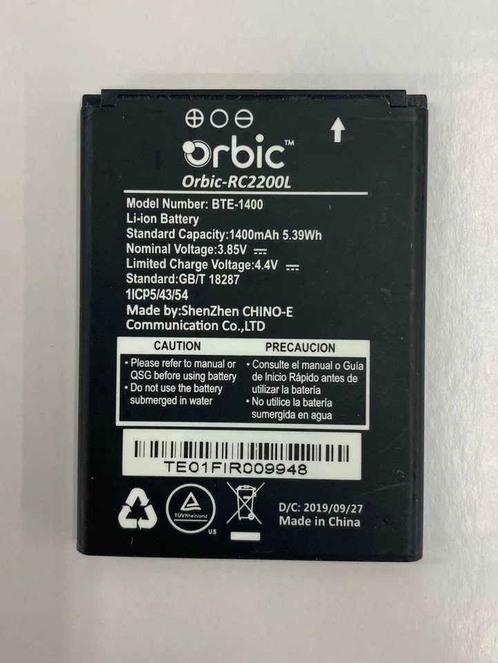 Batería de repuesto OEM Verizon Orbic Journey V RC2200L 1400 mAh BTE-1400 Foto 1 de 1