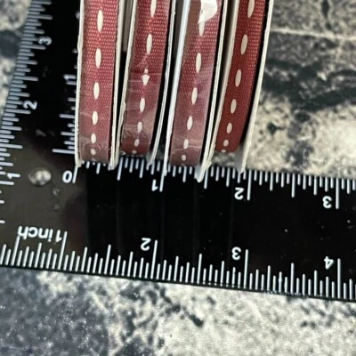 Stampin' Up CRANBERRY CRISP 107886 Stitched Grosgrain Ribbon 1/4" 15 Yards Lot 4 - Image 1 of 4