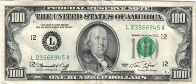 $100 Dollar Bill Small Portrait Series 1974 - Image 1 of 2