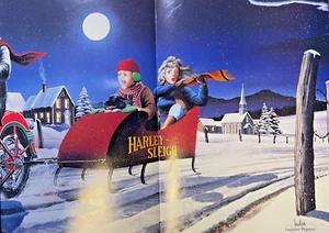 David Mann Giant 32 x 11 Motorcycle Harley Sleigh Poster - Picture 1 of 2