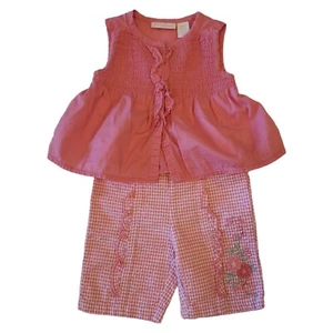 Baby Girl Spring Embroidered Floral Seersucker Gingham Set 0-3 Months Easter - Picture 1 of 4