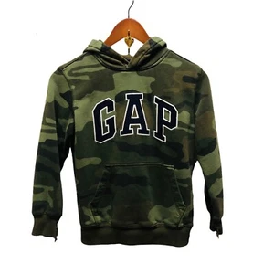 Gap Kids Green Camouflage Zip Hoodie Sweatshirt Sz Medium Distressed S12 - Picture 1 of 10