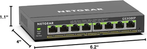 NETGEAR 8 Port PoE Gigabit Ethernet Plus Switch GS308EP-100PES 8x PoE+ @62W B - Picture 1 of 14