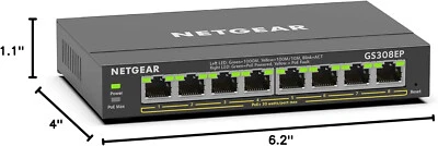 NETGEAR 8 Port PoE Gigabit Ethernet Plus Switch GS308EP-100PES 8x PoE+ @62W   B - Image 1 of 4