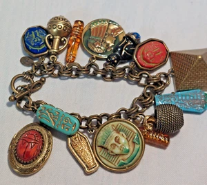 Vintage "Tut Tut Tut" Charm Bracelet By Sweet Romance, 8" W/ Paper Work - Picture 1 of 20