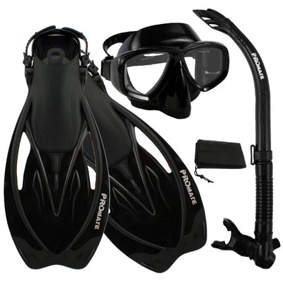 PROMATE Snorkeling Purge Mask Snorkel Fins Scuba Dive Gear Set