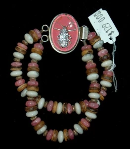 VINTAGE JEWELRY Bracelet Sterling Silver .925 Beatle Intaglio Clasp 1950's RARE! - Picture 1 of 4