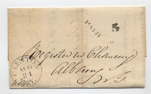 1846 Clinton NY black CDS stampless letter Albany NY [6986.724] - Picture 1 of 3