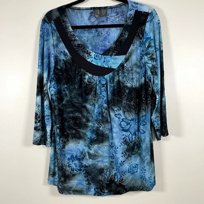 SERE NADE NY Womens XL WhimsyGoth  Burnout Velvet V  Neck 3/4 Sleeve Top - Image 1 of 4