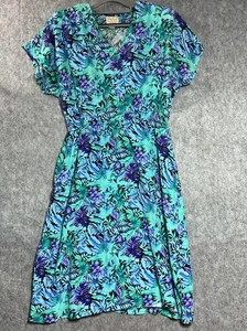 Vintage Pellini Kleid Damen 13/14 Tropical Hawaiian Floral Viskose Hergestellt in den USA - Bild 1 von 11