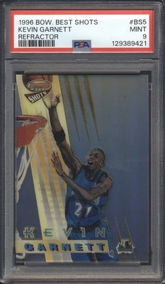 Bowman Best Shots 1996 refractor Kevin Garnett PSA 9 Timberwolves/Celtics Hof Foto 1 de 2