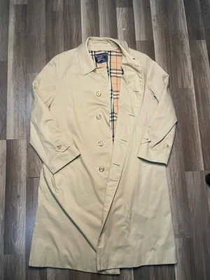 BURBERRY BURBERRYS VINTAGE WOMENS LONG TRENCH COAT Sz 50 - Image 1 of 4