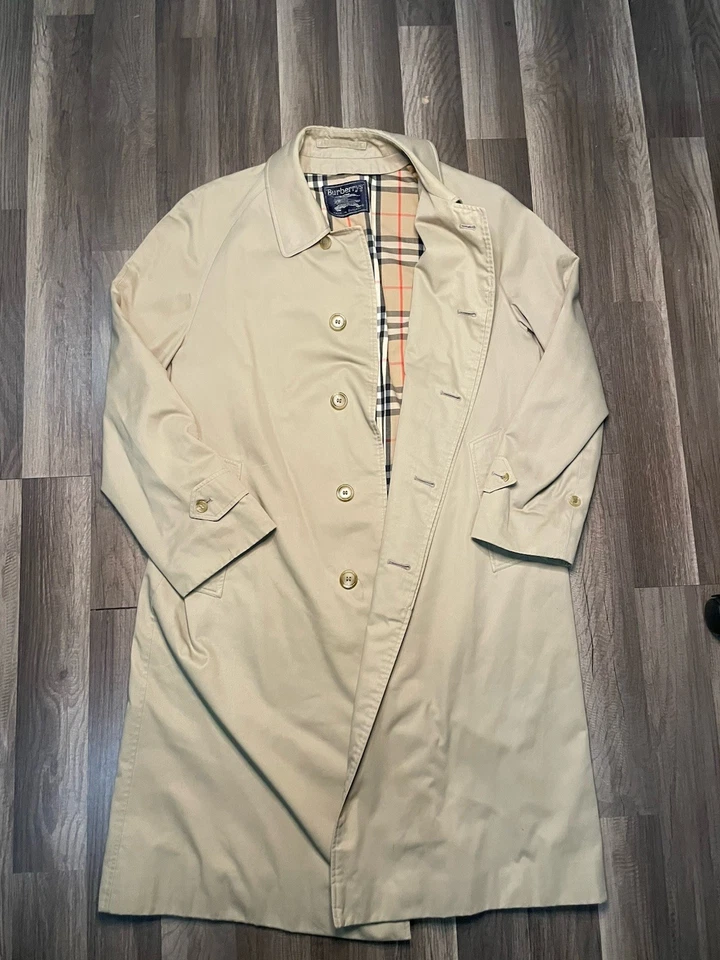 BURBERRY BURBERRYS VINTAGE WOMENS LONG TRENCH COAT Sz 50 - Image 1 of 4