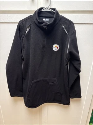 Suéter grande negro 1/4 cremallera polar escudo equipo suéter Pittsburgh Steelers para hombre Foto 1 de 4